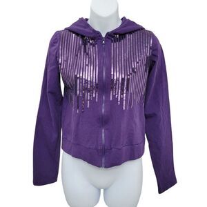 2/$20 Urban Behavior Shinny Purple Zipper Up Hoodie Jacket Size: Large